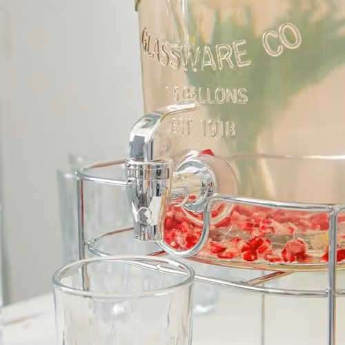 Rink Drink Glass Drinks Dispenser with Tap and Stand, 6.5 l, Silver and Transparent – 2