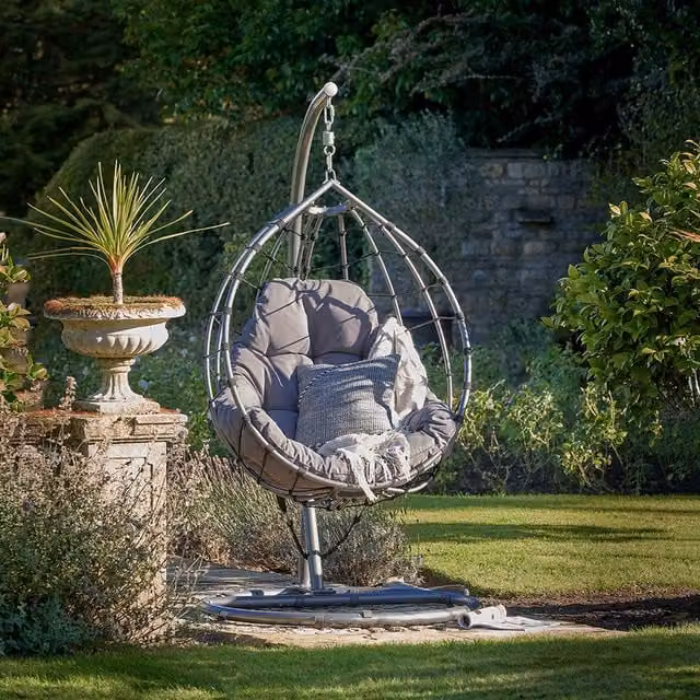 Pacific Lifestyle Outdoor Hanging Egg Chair with Cushion in Dark Grey
