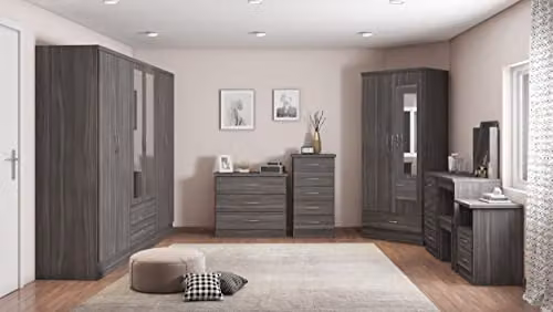 Seconique Nevada 6 Door 2 Drawer Mirrored Wardrobe in Black – 2
