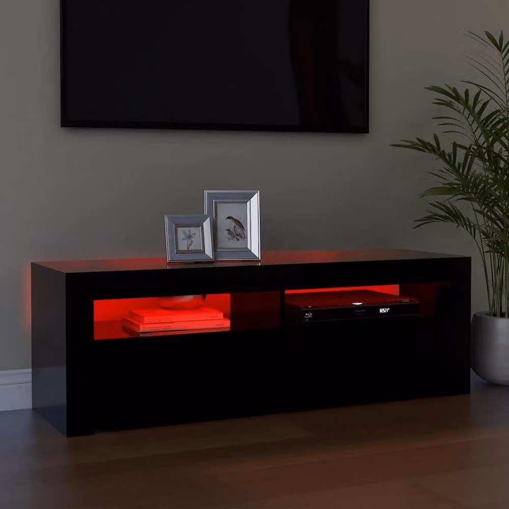 Berkfield Home Modern Black TV Cabinet with Integrated LED Lighting W/D/H: 120 x 35 x 40 cm – 2