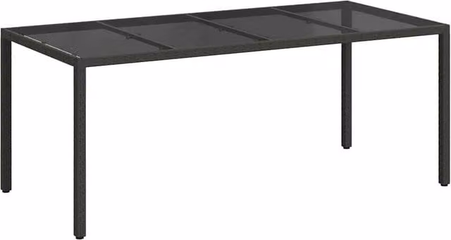 Berkfield Home Black Poly Rattan Garden Dining Table W: 190 cm, D: 90 cm, H: 75 cm