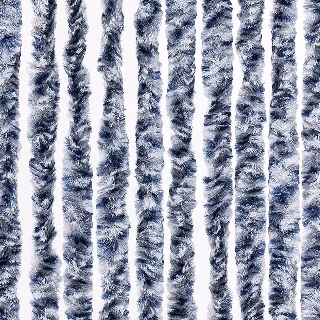 Berkfield Home Blue and White Striped Chenille Insect Curtain, W: 56 cm, H: 200 cm – 5