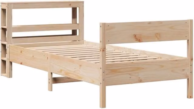 Berkfield Home Decorative Solid Wood Small Single Bed Frame in Beige, W/D/H: 190 x 75 x 82 cm