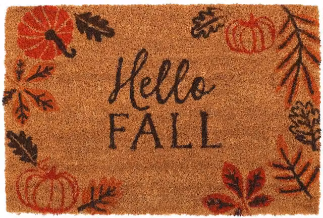 Speaks Hello Fall Natural Brown Coir Doormat