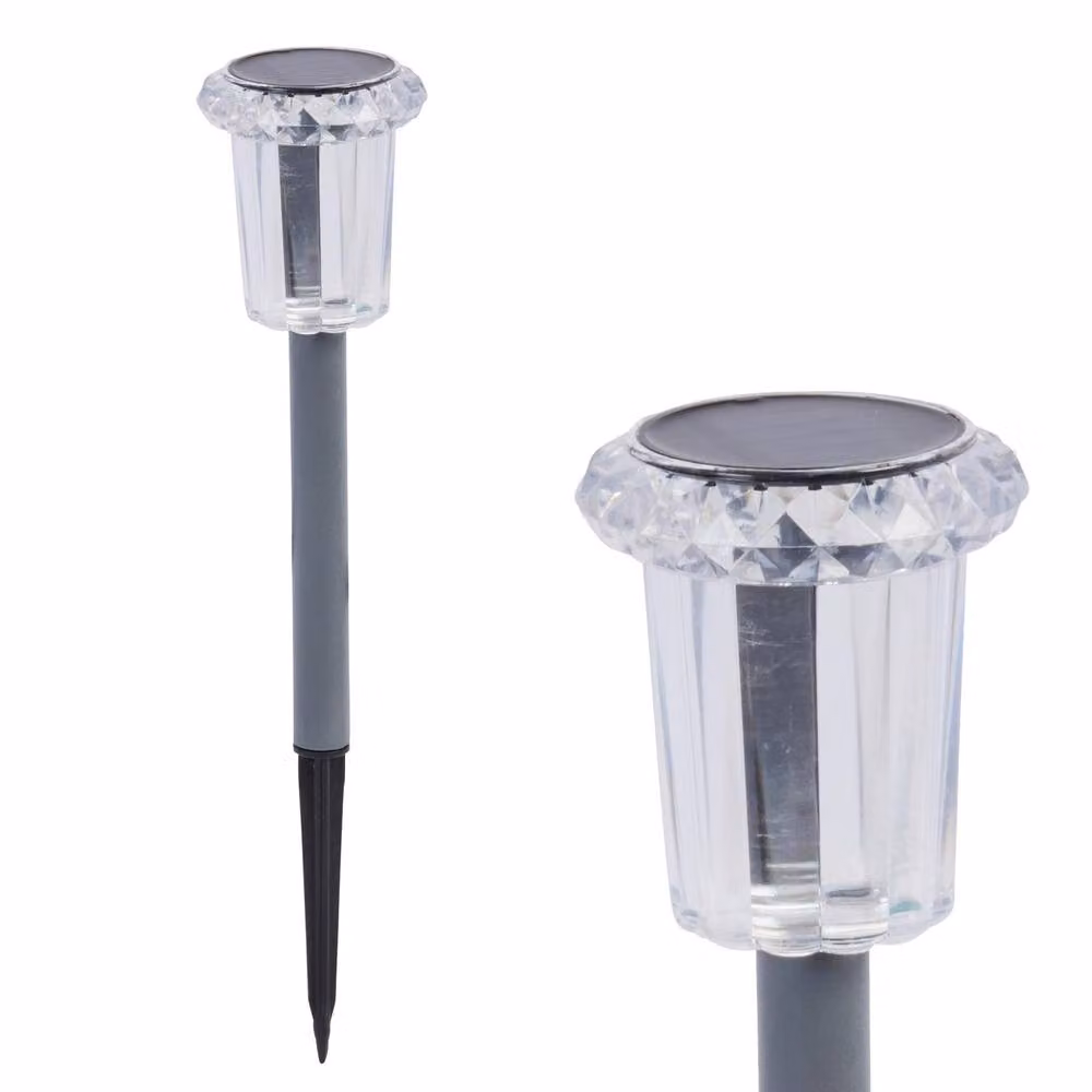 mysmartbuy Set of 4 Crystal Effect Solar Stake Lights in Silver, Height: 32.5 cm – 2