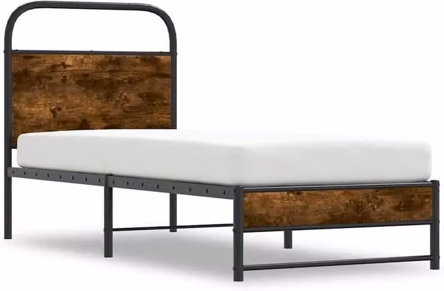 Berkfield Home Elegant Bed Frame in Smoked Oak Brown, W/D/H: 80 x 200 cm