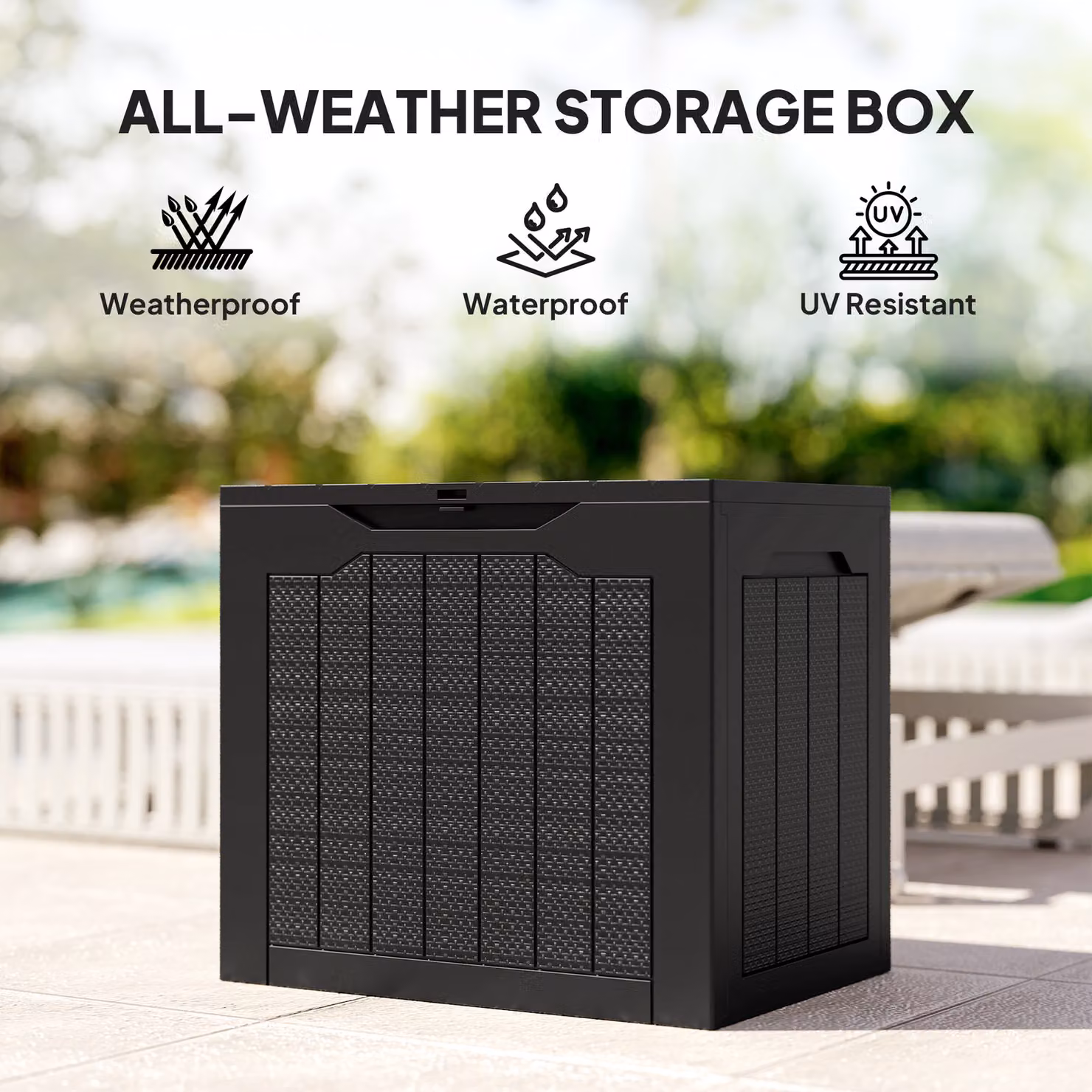 Outsunny 93L Plastic Garden Storage Box in Black – 7