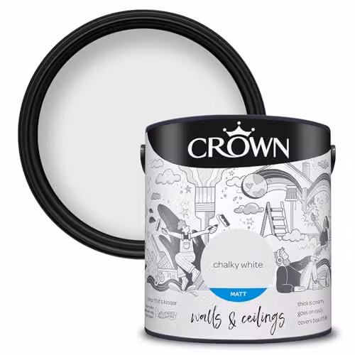 Crown Walls & Ceilings Matt Emulsion Paint, White, 2.5L