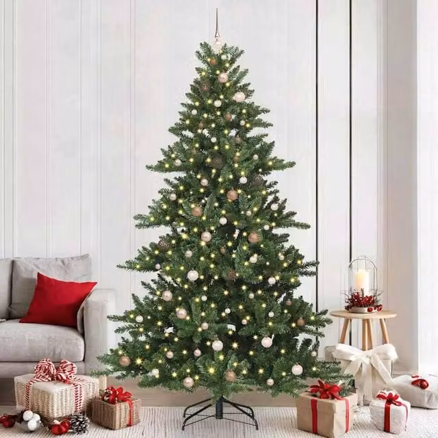 Berkfield Home Artificial Hinged Green Christmas Tree with 300 LEDs, Height: 240 cm – 1