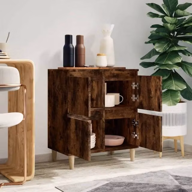 Berkfield Home Smoked Oak Sideboard in Brown, W/D/H: 60 x 35 x 70 cm – 1