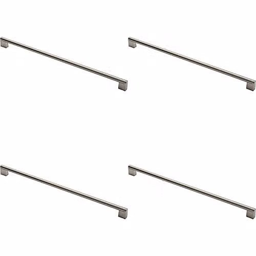 Loops 4 Pack Round Bar Pull Handle in Brushed Silver Stainless Steel, W: 48.8 cm, D: 1.4 cm, Fixing Centres: 44.8 cm
