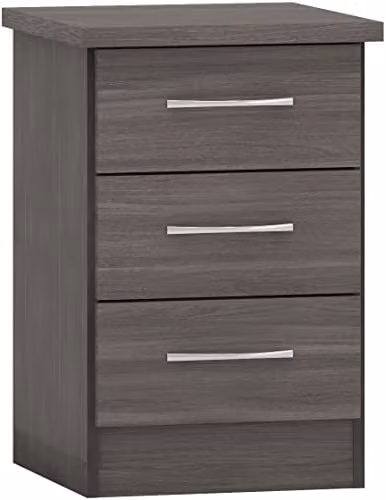 Seconique Nevada 3 Drawer Bedside Table in Black, W: 40 cm, D: 40 cm, H: 61 cm – 1