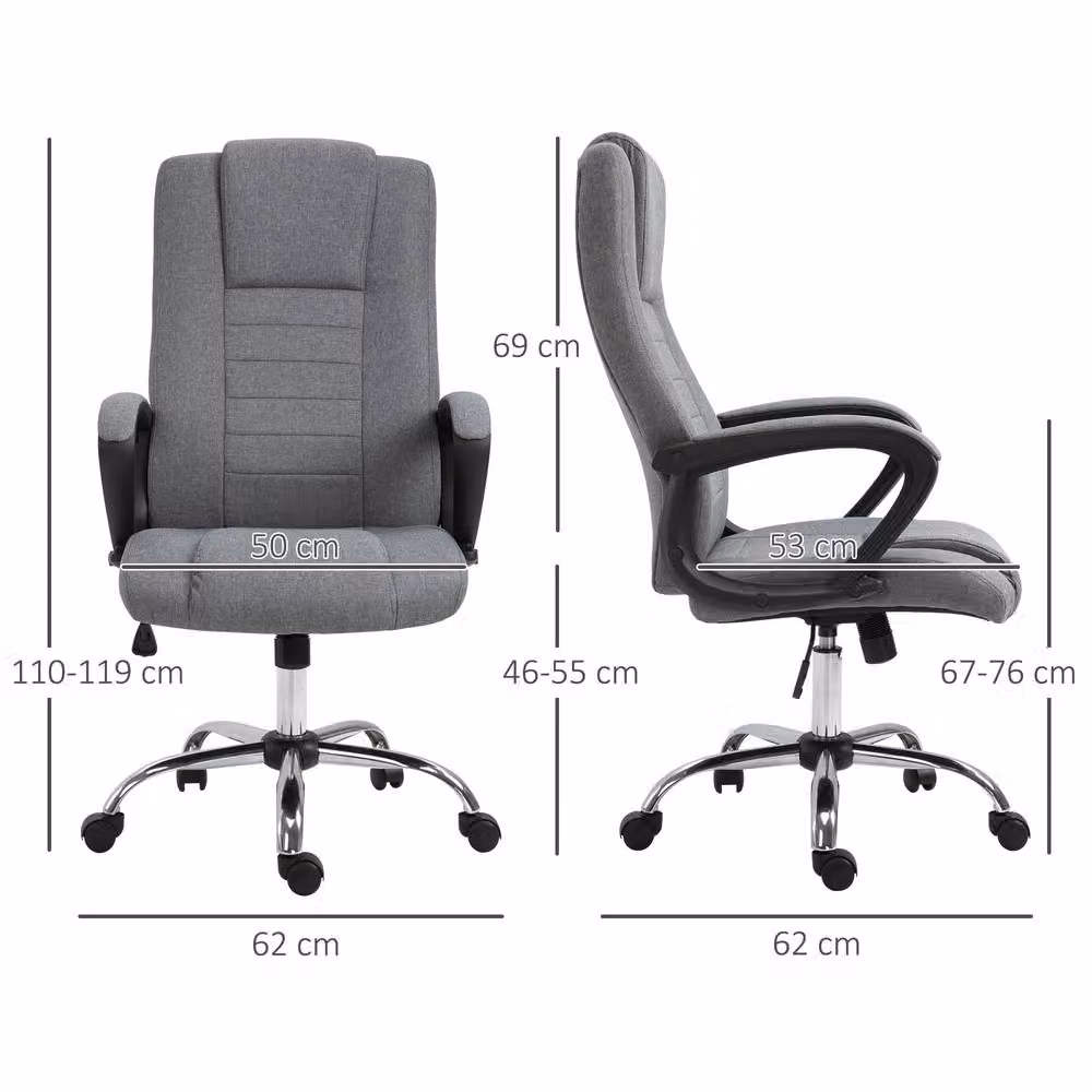 STILVORA Grey Fabric Task Chair with Armrests, 360 Degree Swivel and Adjustable Height – 3