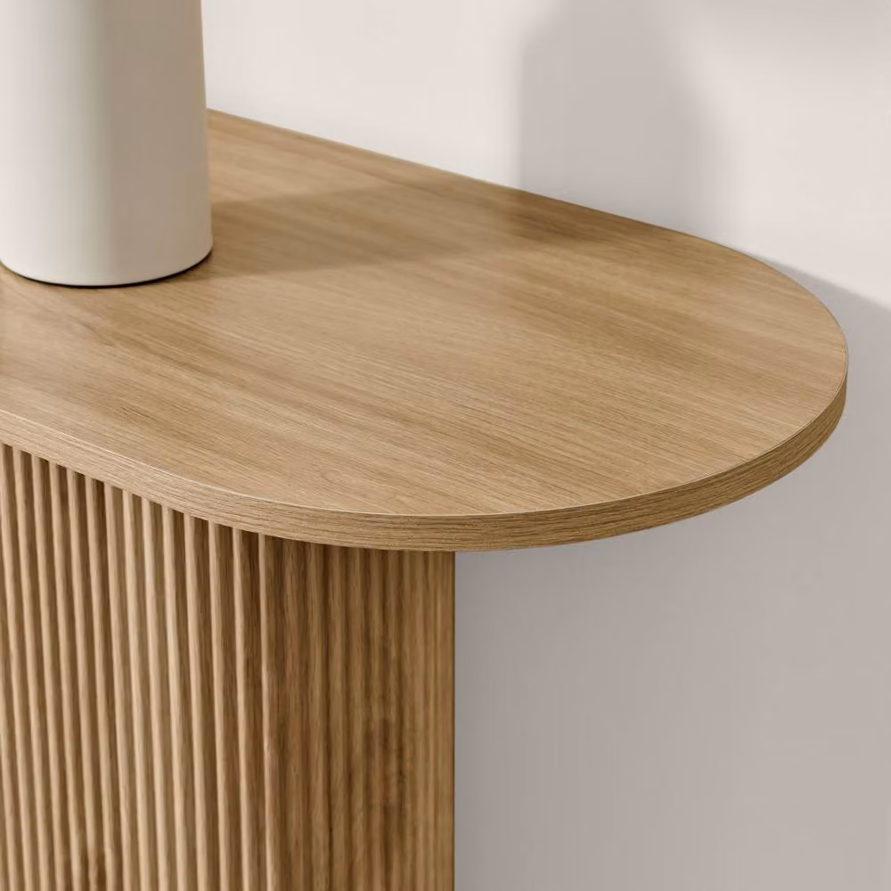 FurnitureboxUK Penrose Rounded Oak Effect Wood Console Table in Light Brown – 2
