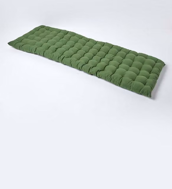 Homescapes 3 Seater Garden Bench Cushion in Green, W: 143 cm, D: 48 cm – 1
