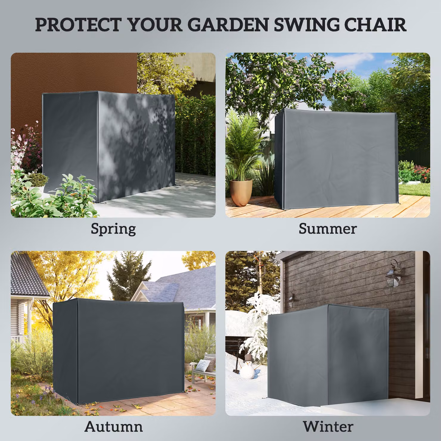 Outsunny Three-Seater Swing Chair Protective Cover, Grey, W: 220 cm, D: 125 cm, H: 120 cm – 4