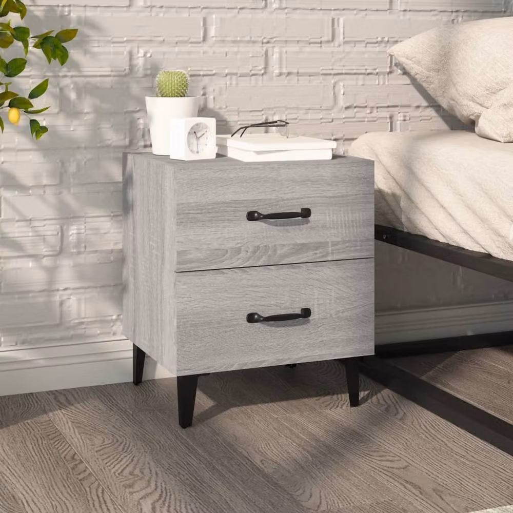 Berkfield Home Decorative Bedside Cabinet in Grey Sonoma, W: 40 cm, D: 35 cm, H: 47.5 cm – 2