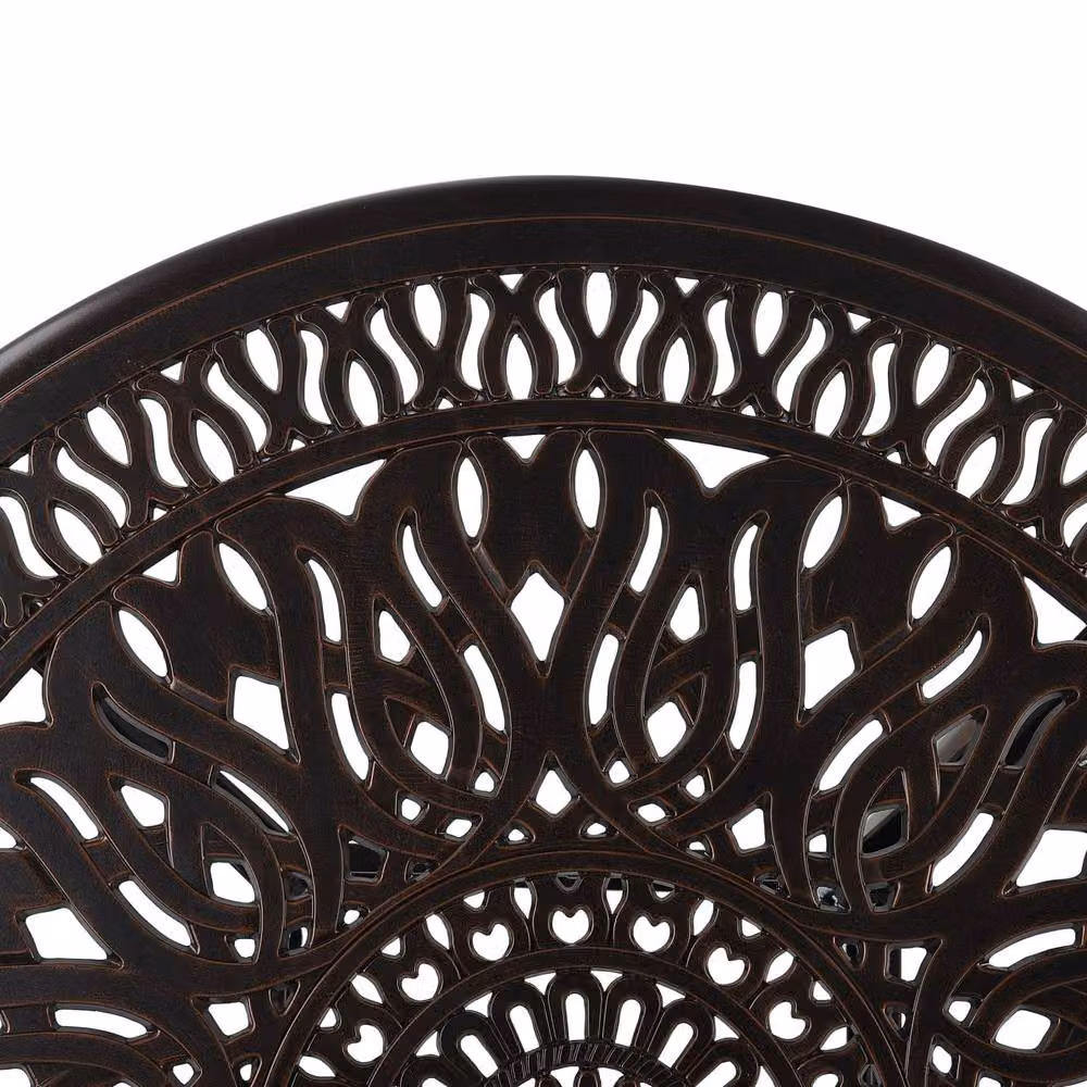 Wyld and Coco Brown Vintage Round Aluminium Garden Table, Diameter: 90 cm – 5