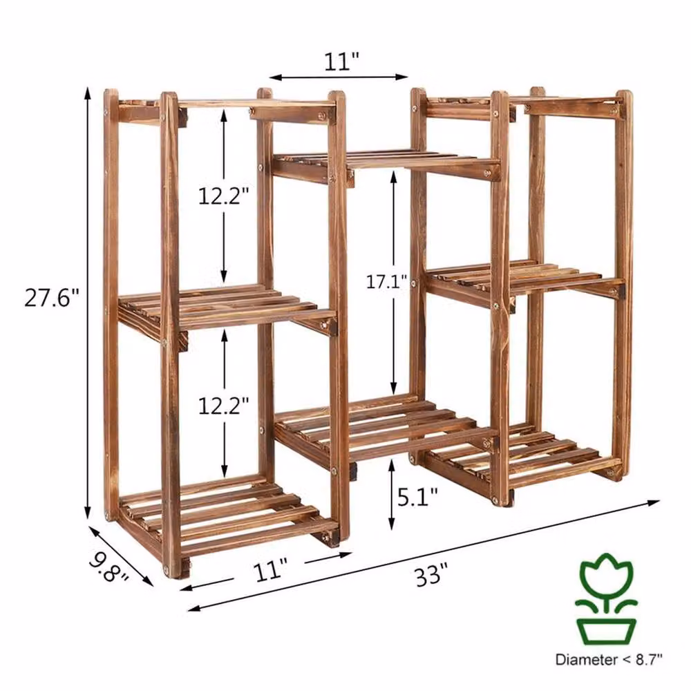KORVIXA Brown Wooden Ladder Plant Stand for Indoor and Outdoor Use – 2