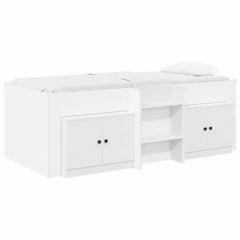 Berkfield Home Loft Bed Frame with Cabinet in White Engineered Wood
