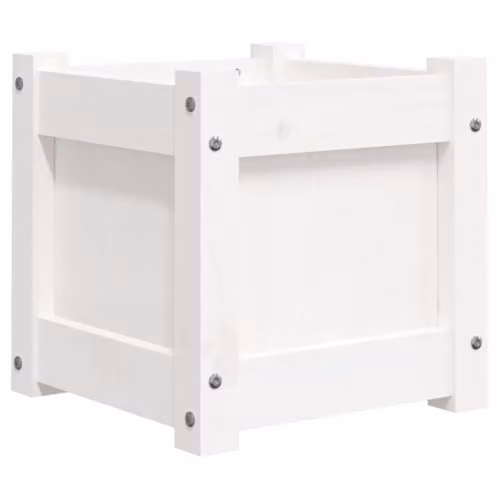 vidaXL White Wooden Garden Planter Tub W/D/H: 31 x 31 x 31 cm