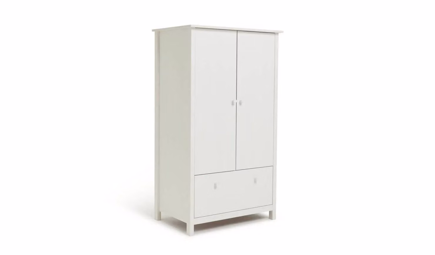 Kids Scandinavia 2 Door White Wardrobe for Childrens Bedroom Storage W/D/H: 80 x 53 x 140 cm