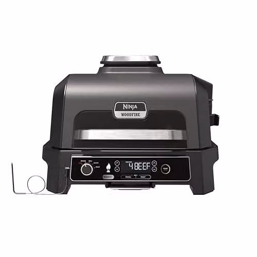 Ninja Woodfire Pro XL Electric BBQ Grill and Smoker with Digital Probe, Grey and Black