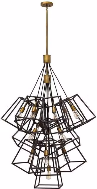 Loops 13 Bulb Bronze Metal Hanging Pendant Chandelier with Multicolour LED E27 60W Bulbs