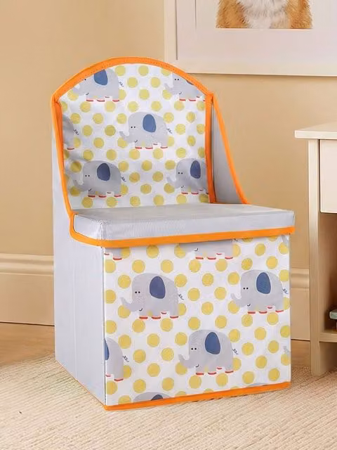 Orsina Elephant Design Kids Storage Seat in Grey and Orange