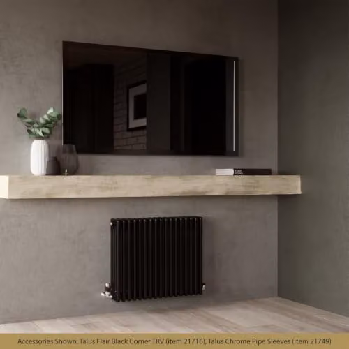 UK Radiators Alpha Black 4 Column Traditional Cast-Iron Style Steel Radiator with Feet, H: 60 cm, W: 76.8 cm – 3