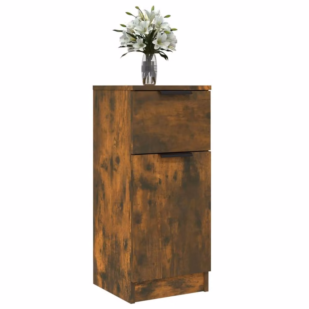 Berkfield Home Set of 2 Smoked Oak Sideboards in Brown, W/D/H: 30 x 30 x 70 cm – 3