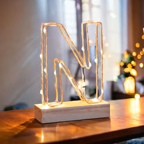 Echo Three Rose Gold LED Alphabet Wire Frame Letter Light N H 22.0 x W 16.0 x D 5.0 cm – 2