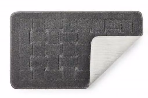 New Edge Blinds Grey Rectangular Non-Slip Quick Drying Bath Mat, Width: 45 cm, Length: 75 cm – 2