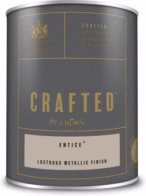 Crown Crafted Entice Gold Metallic Emulsion Paint for Walls and Wood 1.25L – 1