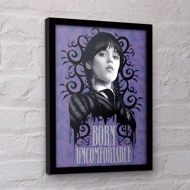 Wednesday Uncomfortable Framed Paper Poster in Purple – 1