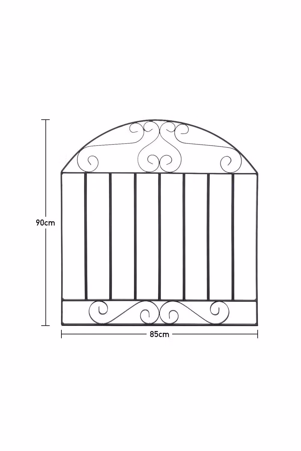 Living and Home Black Metal Arched Garden Fence Gate, W: 85 cm, H: 90 cm – 3