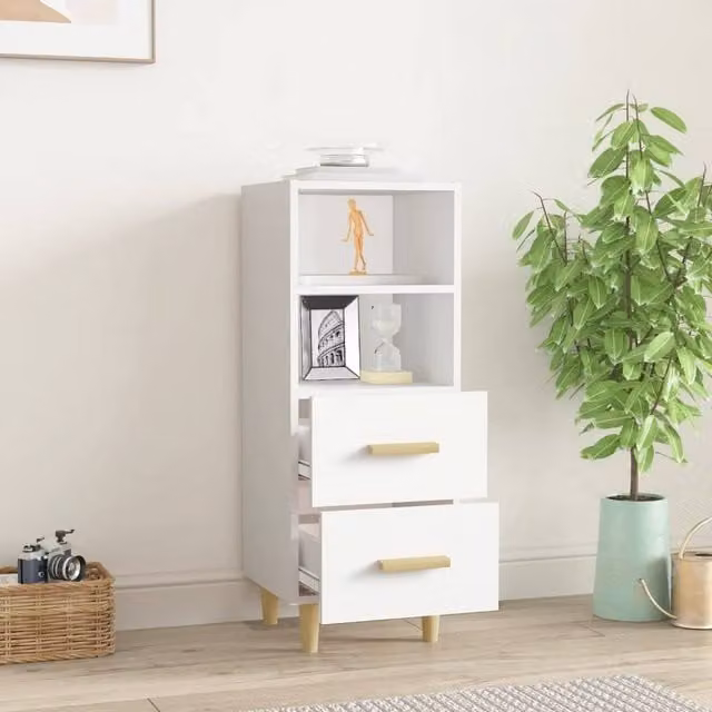 Berkfield Home White MDF Sideboard W/D/H: 34.5 x 34.0 x 90.0 cm