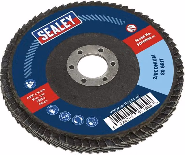 Loops 100mm Zirconium Flap Disc with 16mm Bore, Depressed Centre, 80 Grit