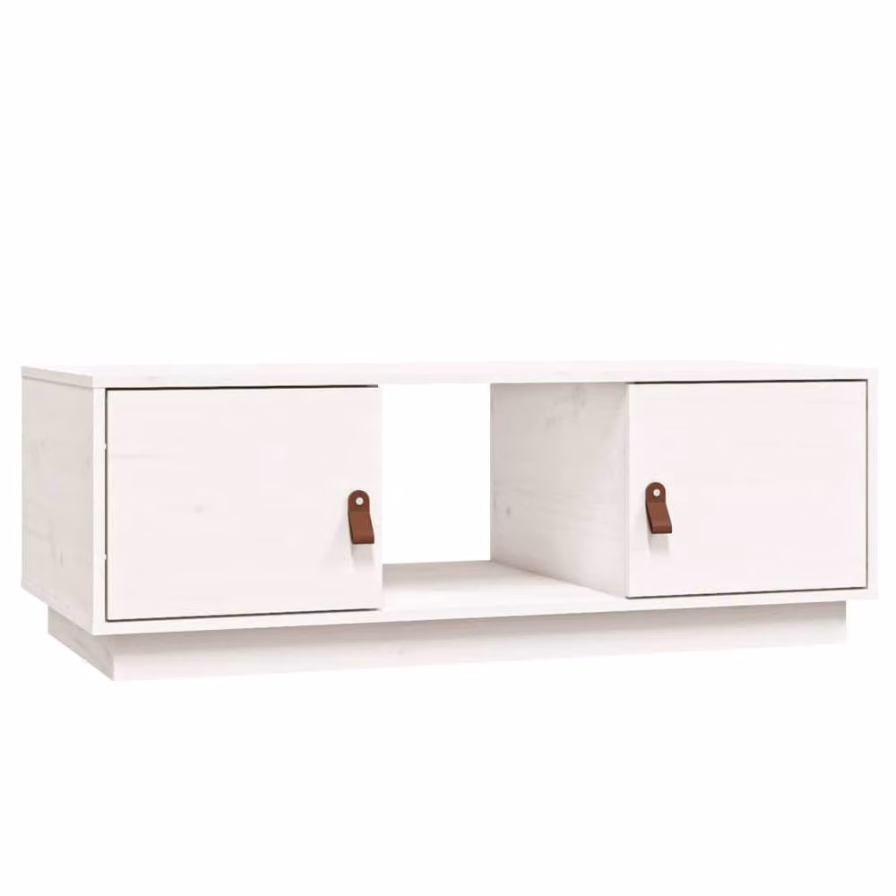 Berkfield Home Beautiful White Solid Wood Pine Coffee Table W/D/H: 100 x 50 x 35 cm – 2