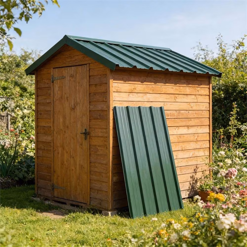 FLAVORA Green Galvanised Steel Ridge Caps for Sheds and Carports, W: 52 cm, L: 1000 cm – 2