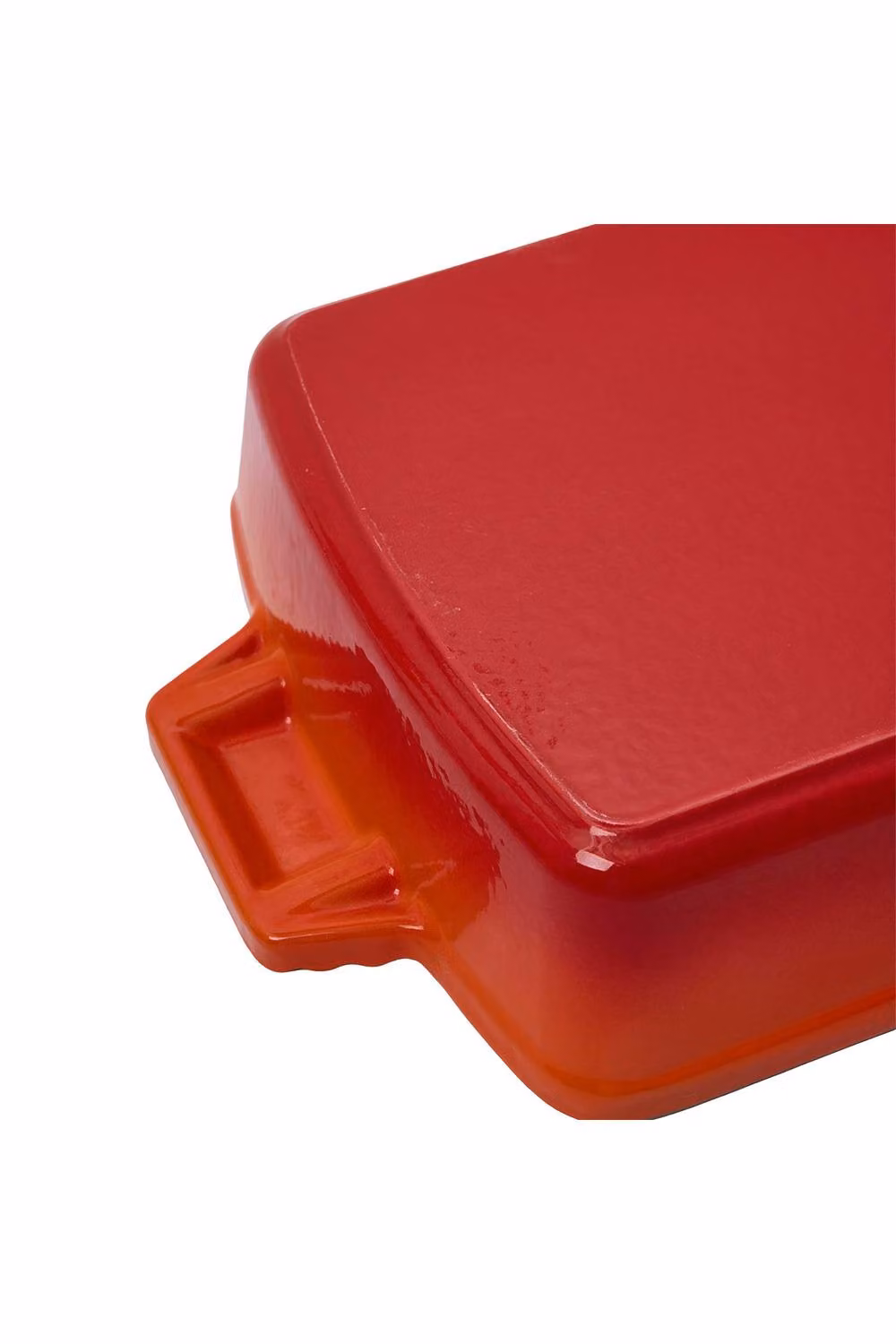ExtraStar Enamelled Cast Iron Rectangular Oven Dish with Lid and Dual Handles in Orange – 6