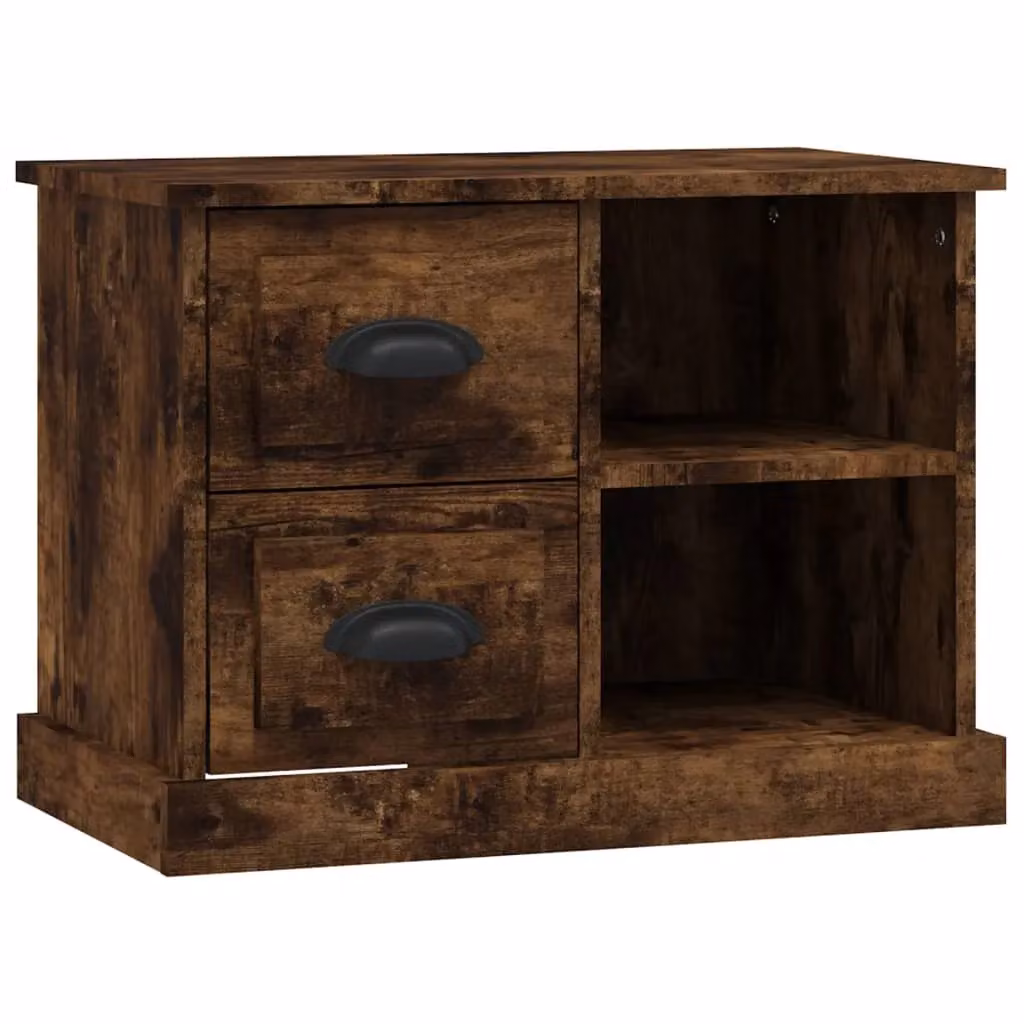 Berkfield Home Bedside Cabinet in Smoked Oak Brown, W: 60 cm, D: 35.5 cm, H: 45 cm – 2