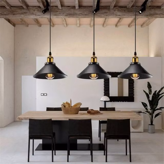 Havendro Vintage Industrial LED Dome Pendant Ceiling Light in Black