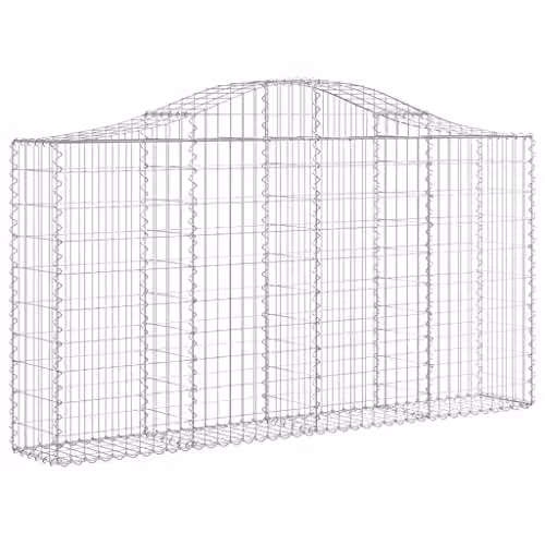 vidaXL Arched Gabion Baskets, 2 Pieces, Silver Galvanised Steel, W/D/H: 200 x 30 x 120 cm – 1