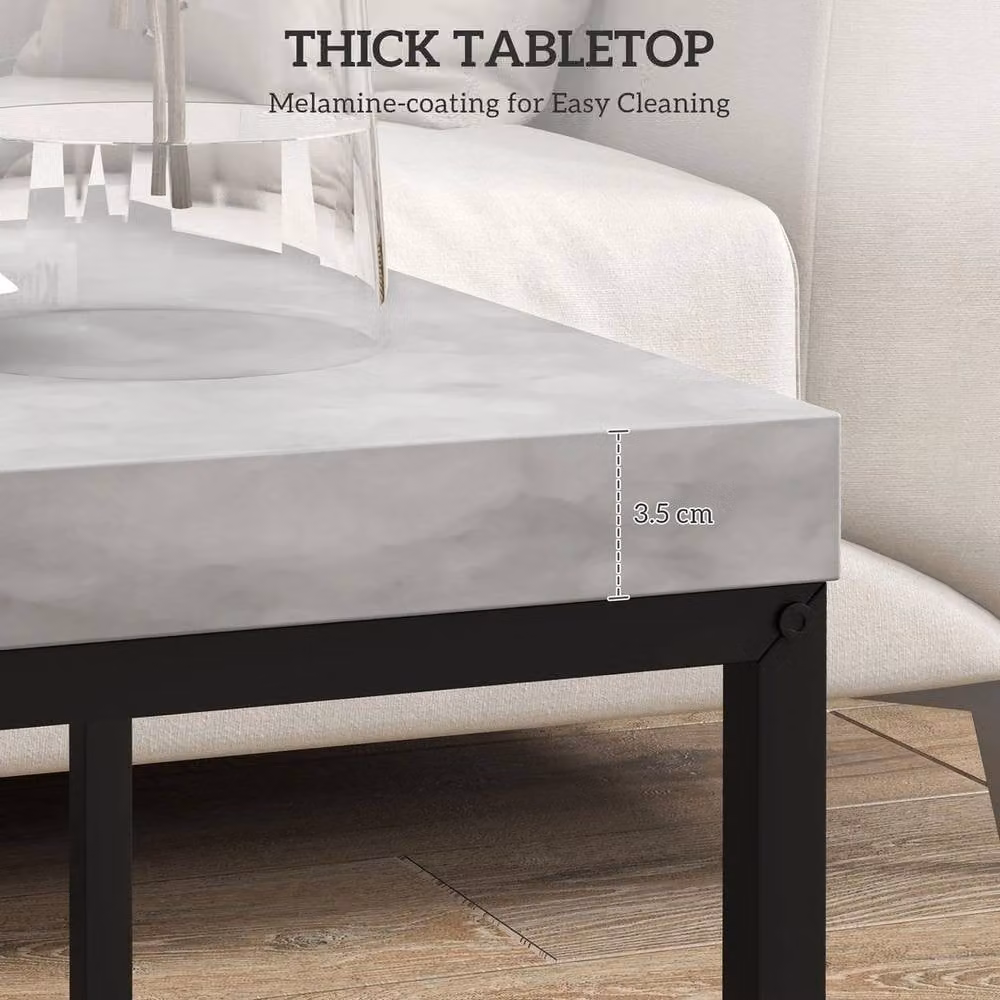 KORVIXA Grey Square Nesting Coffee Table Set of 2 with 3.5 cm Thick MDF Laminate Tabletop, W: 100 cm x D: 100 cm – 4
