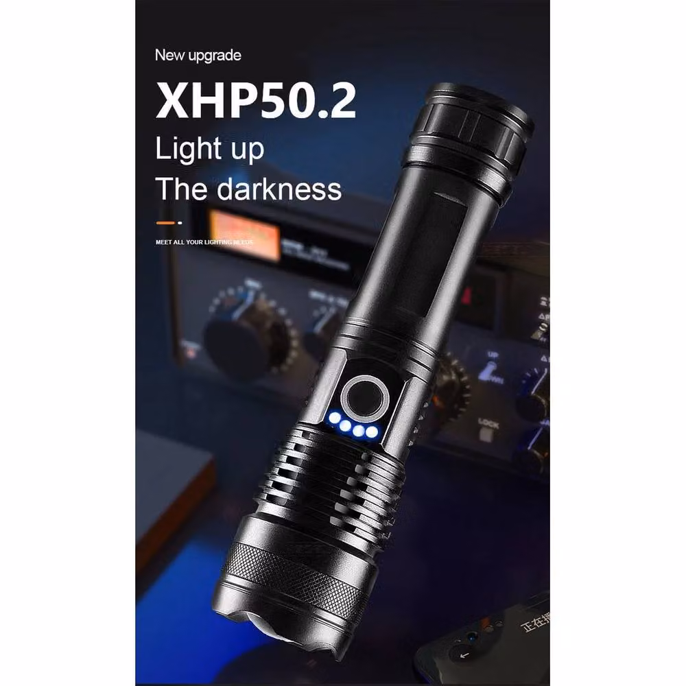 FLAVORA High Powered Super Bright LED Rechargeable Aluminium Flashlight Torch in Black – 4