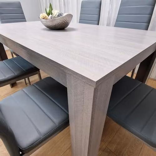 Kosy Koala Modern Rectangular Wood Dining Set with 6 Grey Leather Chairs – 2