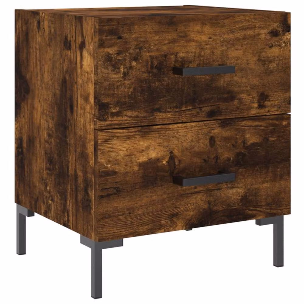 Berkfield Home Modern Bedside Cabinets, 2 Piece Set in Smoked Oak Brown, W/D/H: 40 x 35 x 47.5 cm – 4
