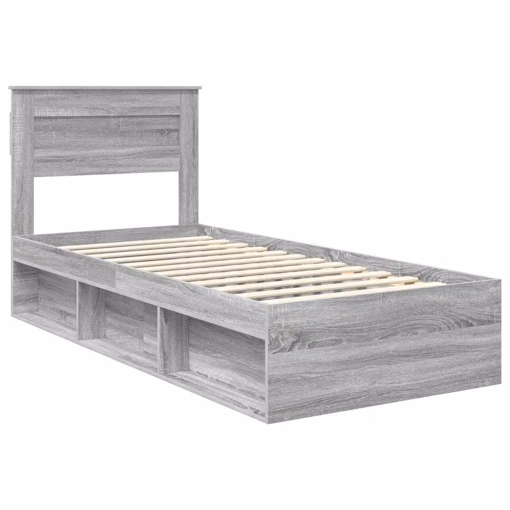 Berkfield Home Grey Sonoma Bed Frame in Solid Pine Wood, W/D/H: 100 x 200 cm – 2