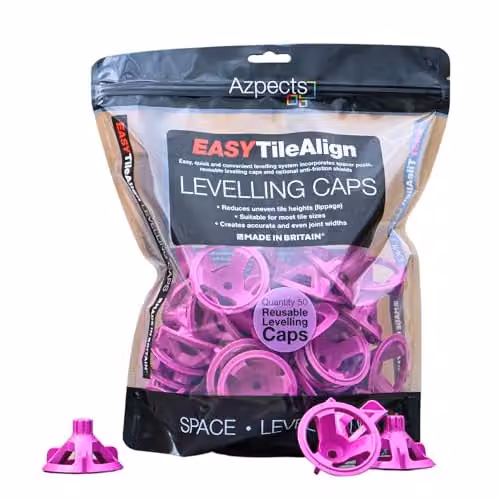 Azpects EASYTileAlign Reusable Tile Leveling Caps, Pack of 50, Blue, Yellow and Orange